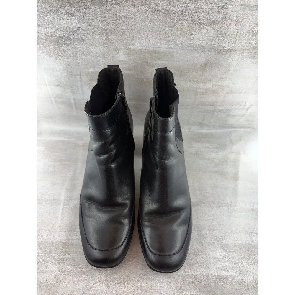 Clarks Women Black Leather Square Toe Block Heel Ankle Boots 80486 Size 12M - Picture 2 of 10